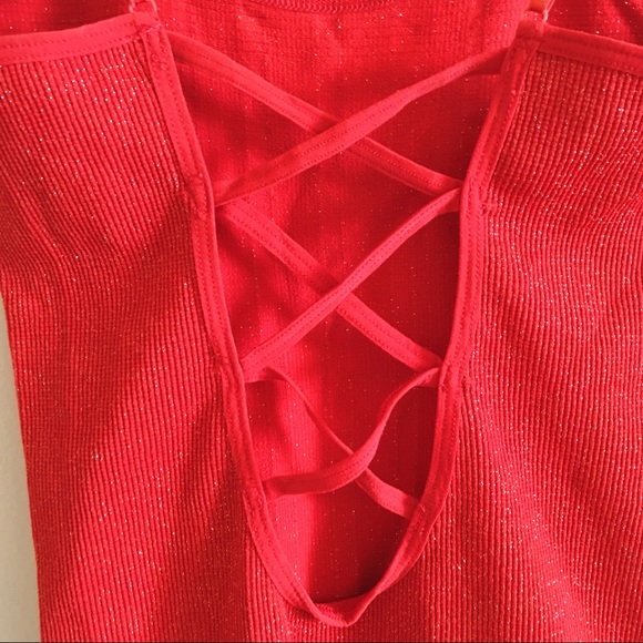 Free People Intimately Red Gold Sparkle Cami Tank - Picture 5 of 6